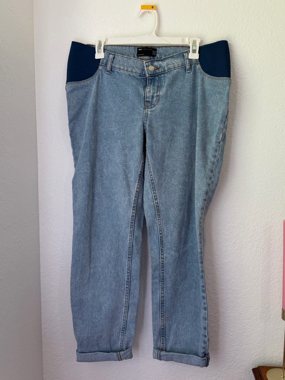 ASOS Design Light Blue Straight Maternity Panel Jeans - Stretch Side Panels US 8